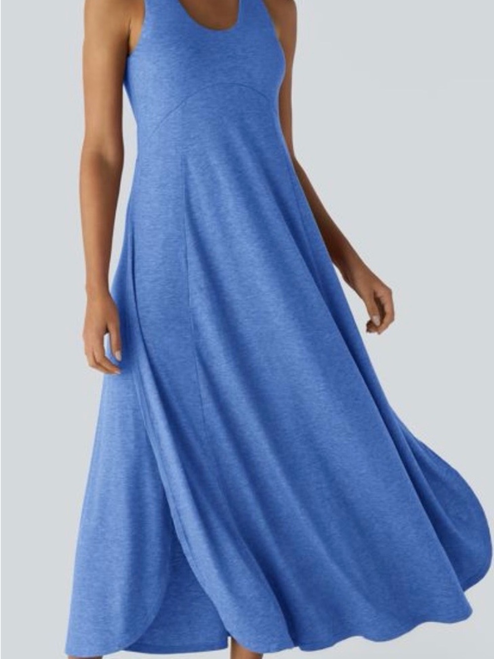HALARA Blue Sleeveless Flared Maxi Dress